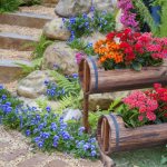 Two-level flowerbed with bright flowers