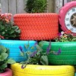 Flowerbed made from old tires