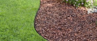 Brown wood mulch in landscaping