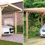 Do-it-yourself carport made of timber in the yard