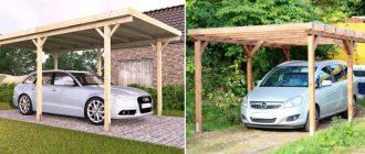 Do-it-yourself carport made of timber in the yard