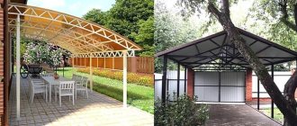 Canopies made of polycarbonate and metal profiles