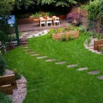 Step-by-step path through the lawn on a plot of 5 acres