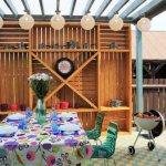 Stylish country gazebo with barbecue