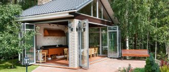 Glazed gazebo with barbecue